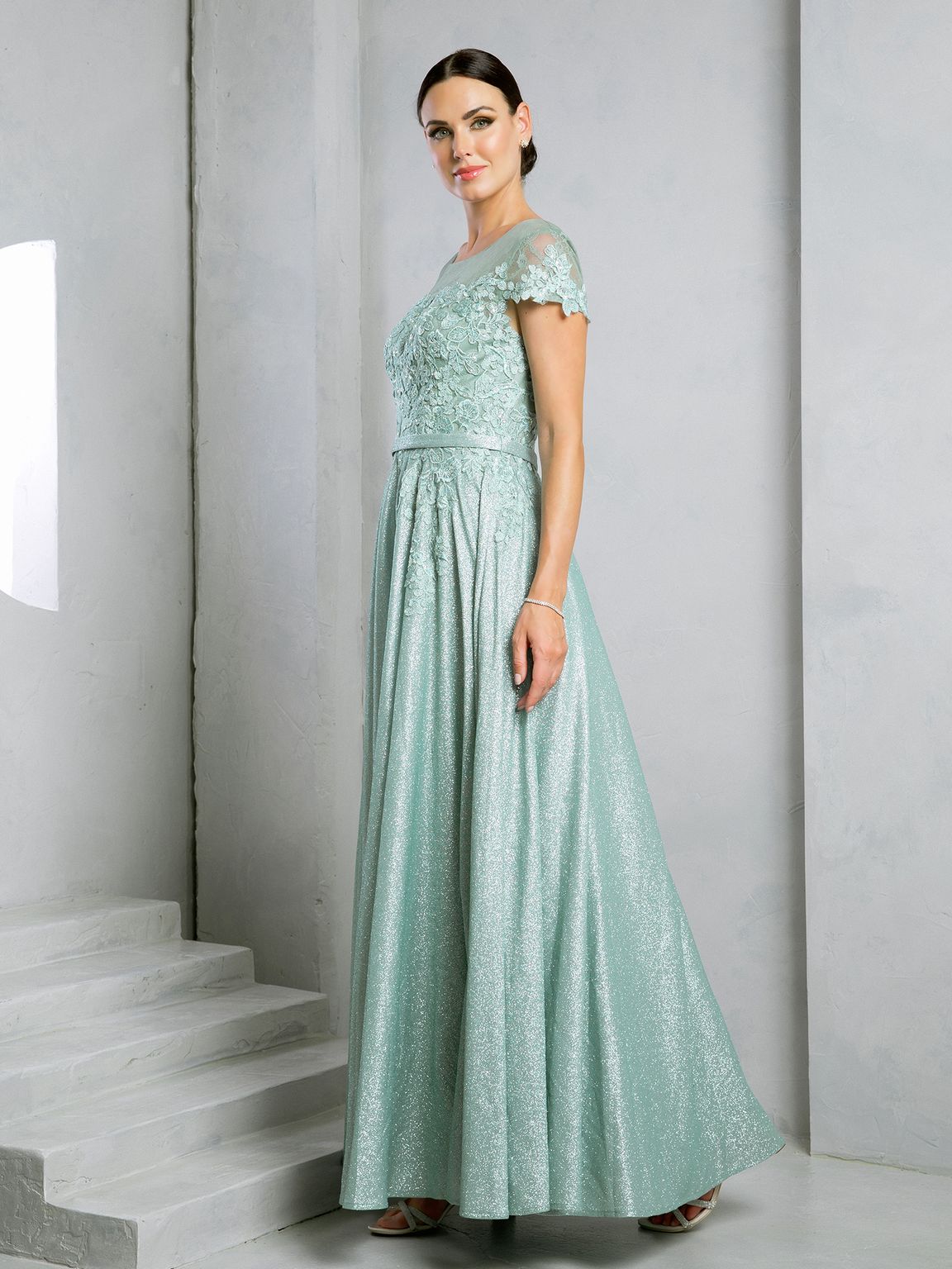 Eva USA EV5273 Long Metallic-Blend Evening Dress with Subtle Sheen