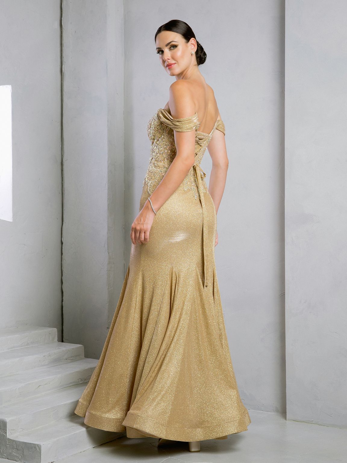 Eva USA EV5284 Glitter Hand-Beaded Mermaid Dress With Train