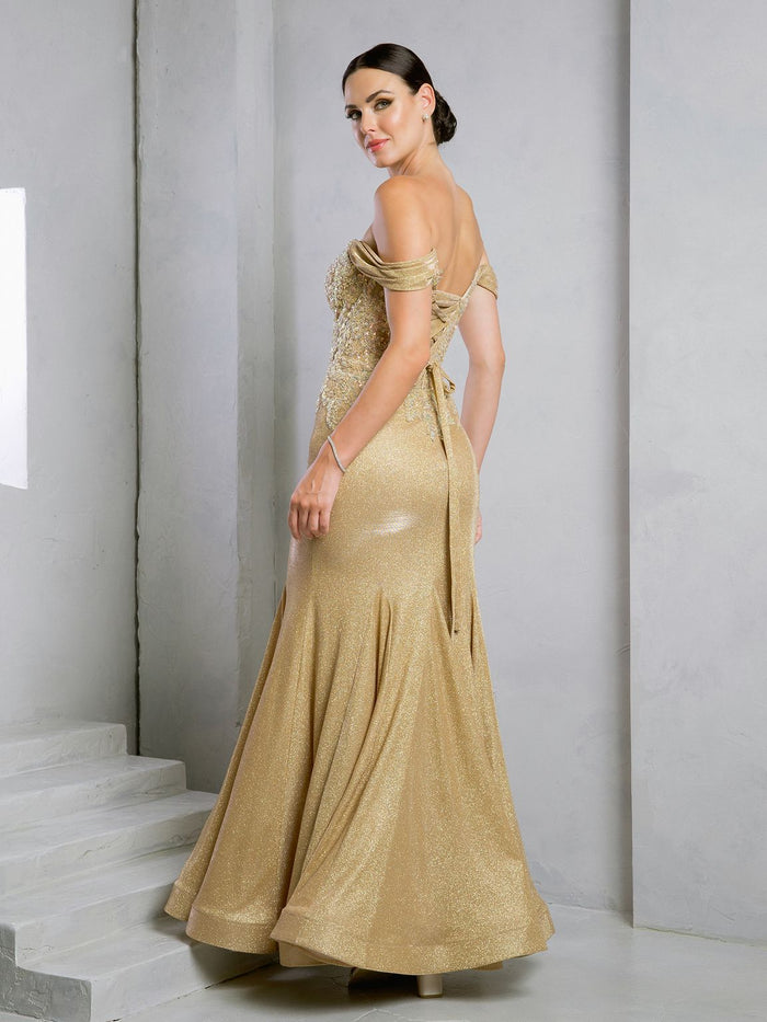 Eva USA EV5284 Glitter Hand-Beaded Mermaid Dress With Train