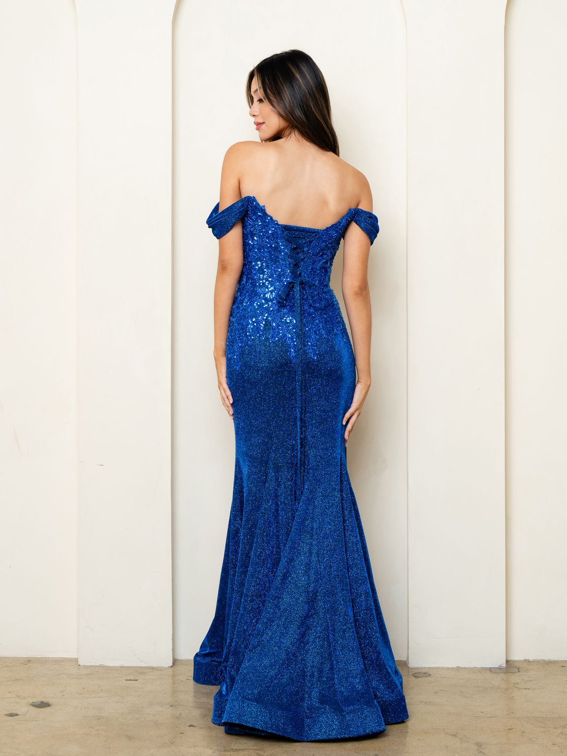 Eva USA EV5284 Glitter Hand-Beaded Mermaid Dress With Train