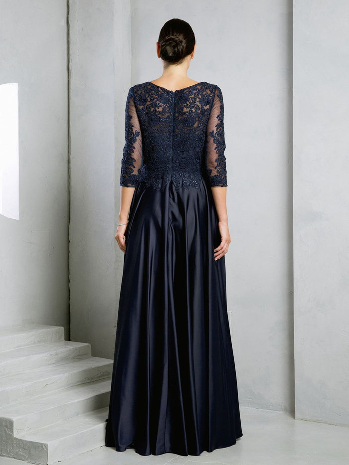 Eva USA EV5286 Long Sleeve Detailed Lace Dress with Soft Lining