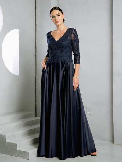 Eva USA EV5286 Long Sleeve Detailed Lace Dress with Soft Lining
