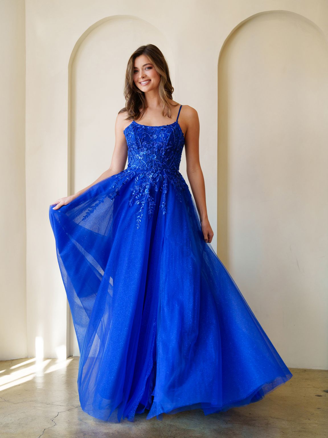 Eva USA EV5295 Sequin Beaded Bodice Tulle Ball Dress