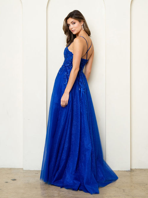 Eva USA EV5295 Sequin Beaded Bodice Tulle Ball Dress