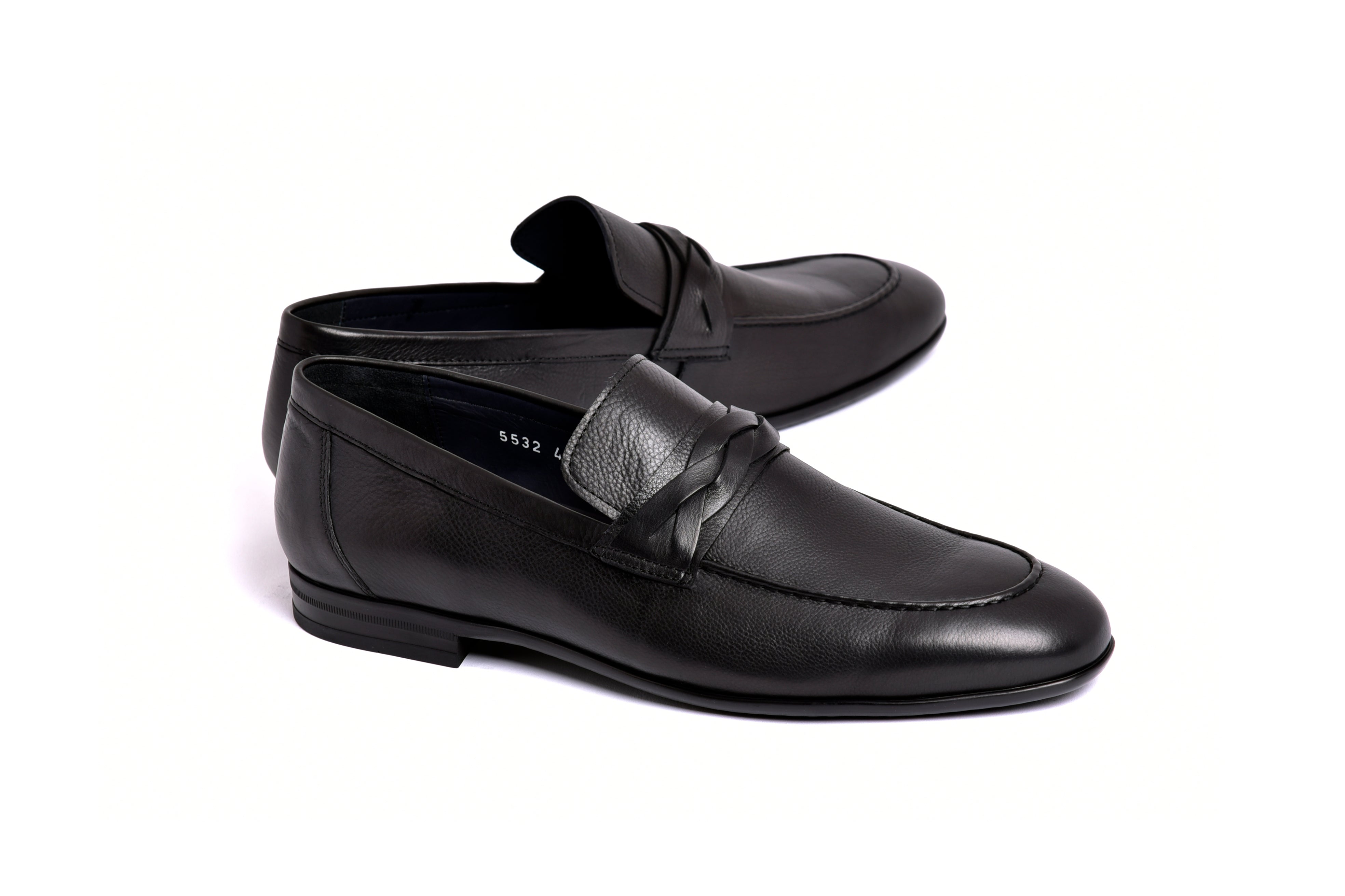 C160-5532 Deer skin Loafer- Black – SuitUSA