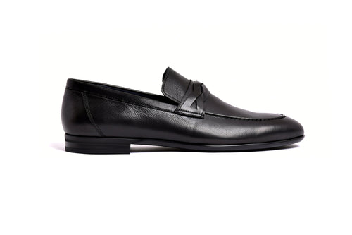 C160-5532 Deer skin Loafer- Black