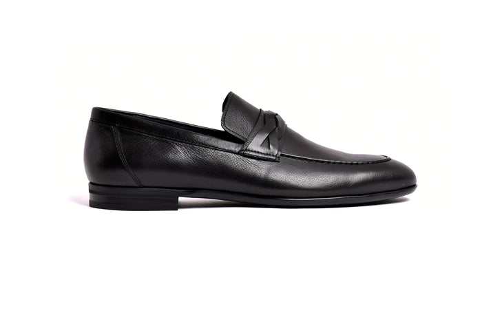 C160-5532 Deer skin Loafer- Black