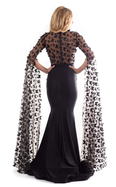 Jessica Angel JA553 V-Neck Long Sleeve Mermaid Evening Formal Dress