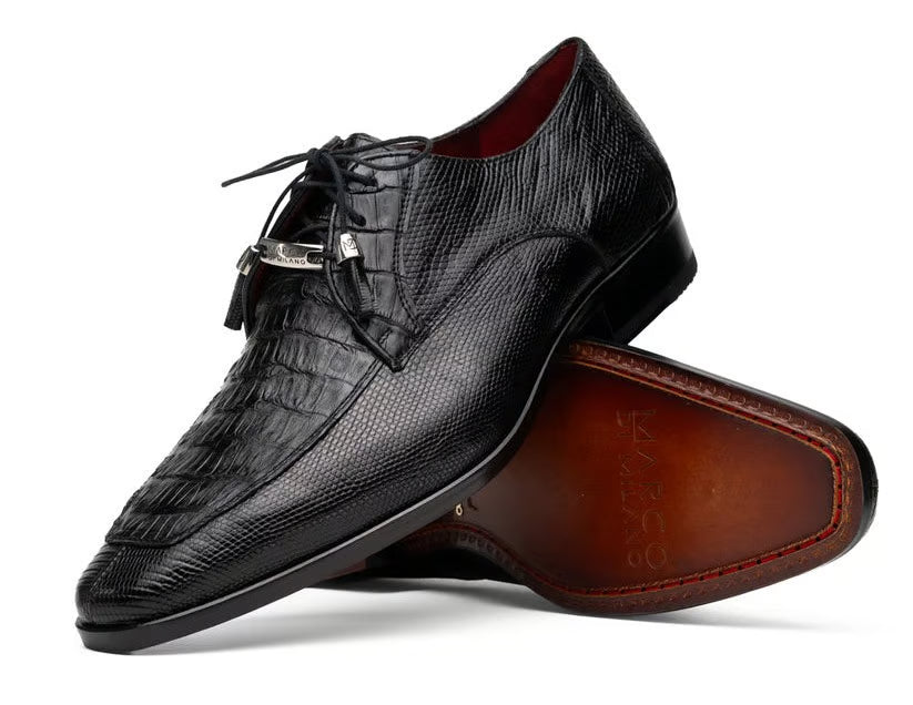 Marco Di Milano Merida Black Genuine Caiman and Lizard Derby Shoes - view 1
