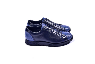 C0013042-5581  Genuine Ostrich Fashion Sneaker- Navy