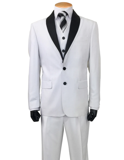 White Prom Suit - White Prom Tuxedo Suits - White Wedding Sharkskin Tuxedo by PROMTUXEDO