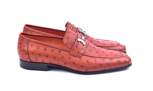 Corrente 5760 Ostrich Quill Slip-On Loafer - Orange - Image 4
