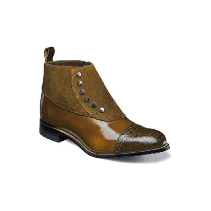 00083-209 Stacy Adams Madison Side Zip Brown Demi Boot Suede Leather Brown