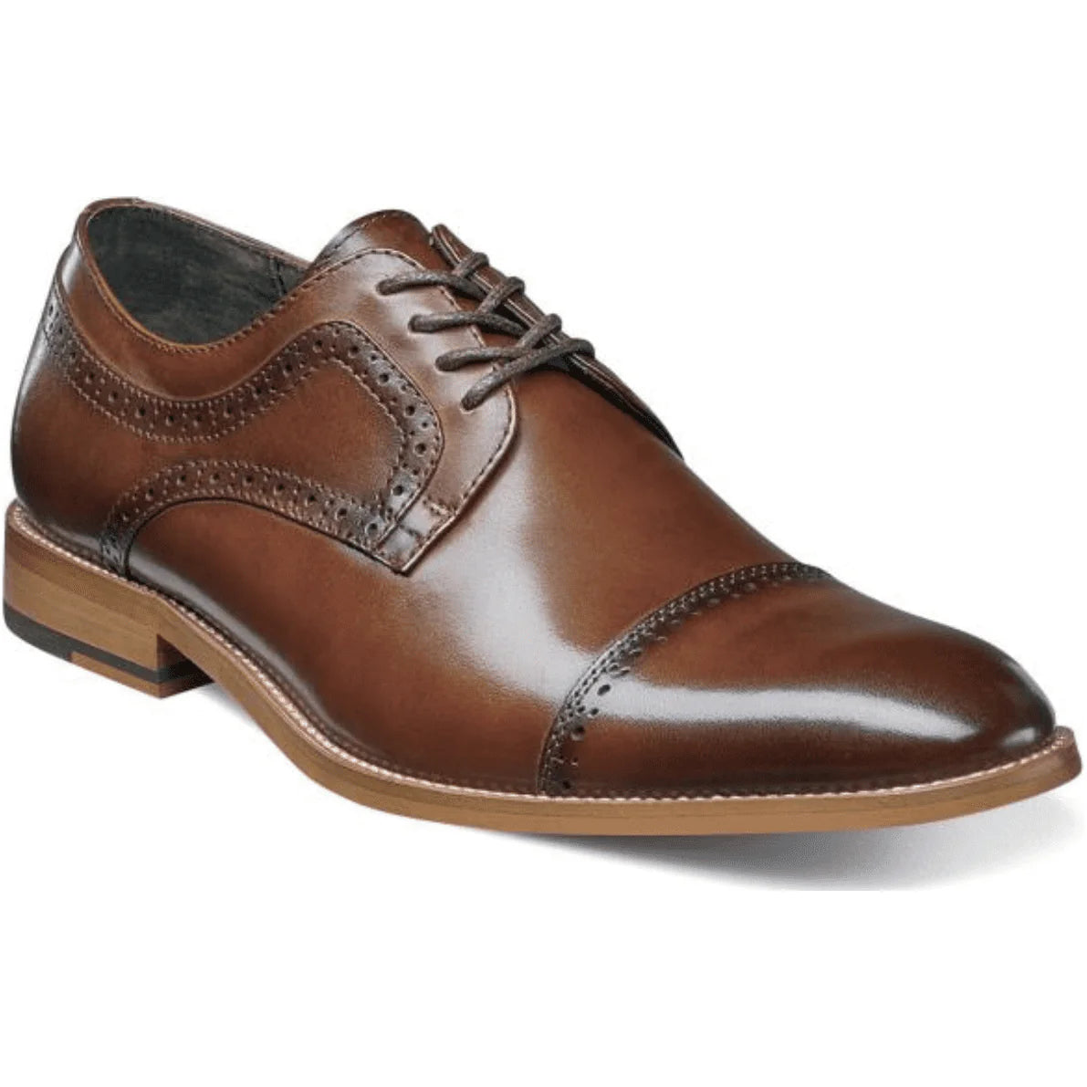 Shoes Stacy Adams Dickinson Cap Toe Oxford Cognac Leather 25066-221 – SuitUSA