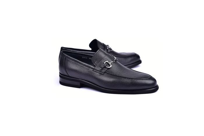 C001103-5844 Deer Skin Buckle Loafer- Black