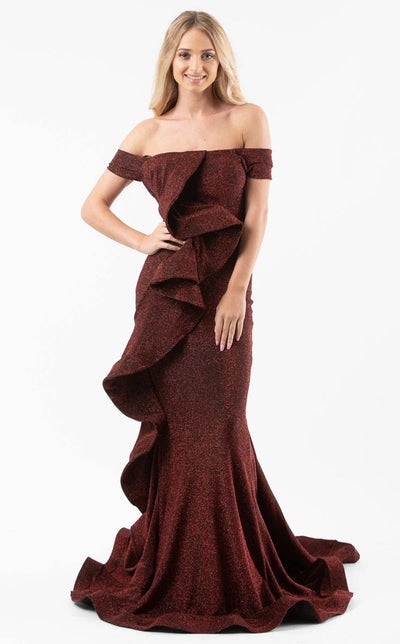 Jessica Angel JA597 Off-Shoulder Fitted Court Train Formal Dress