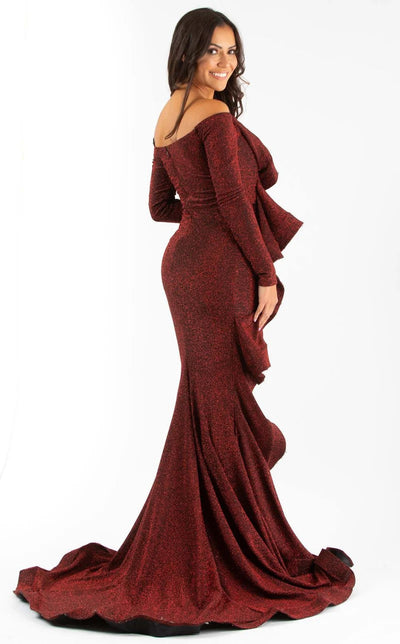 Jessica Angel JA598 Off-Shoulder Fitted Prom Formal Floor-Length Glimmer Dress