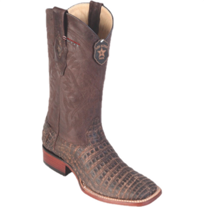 Men's Los Altos Greasy Caiman Belly Boots Wide Square Toe