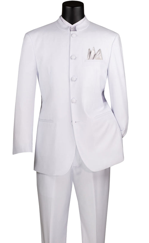 Master Collection - Regular Fit Men's 2 Piece Banded Collar Tuxedo Navy by Vinci
