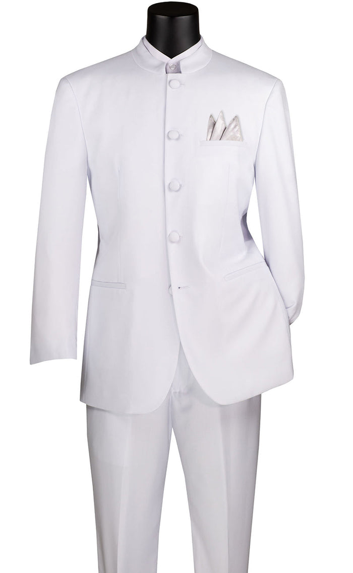 Master Collection - Regular Fit Men's 2 Piece Banded Collar Tuxedo Navy by Vinci