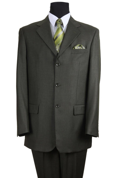 Mens 3 Button Texured Classic Fit Pleated Pant Suit in Olive Green by Fortino Landiin