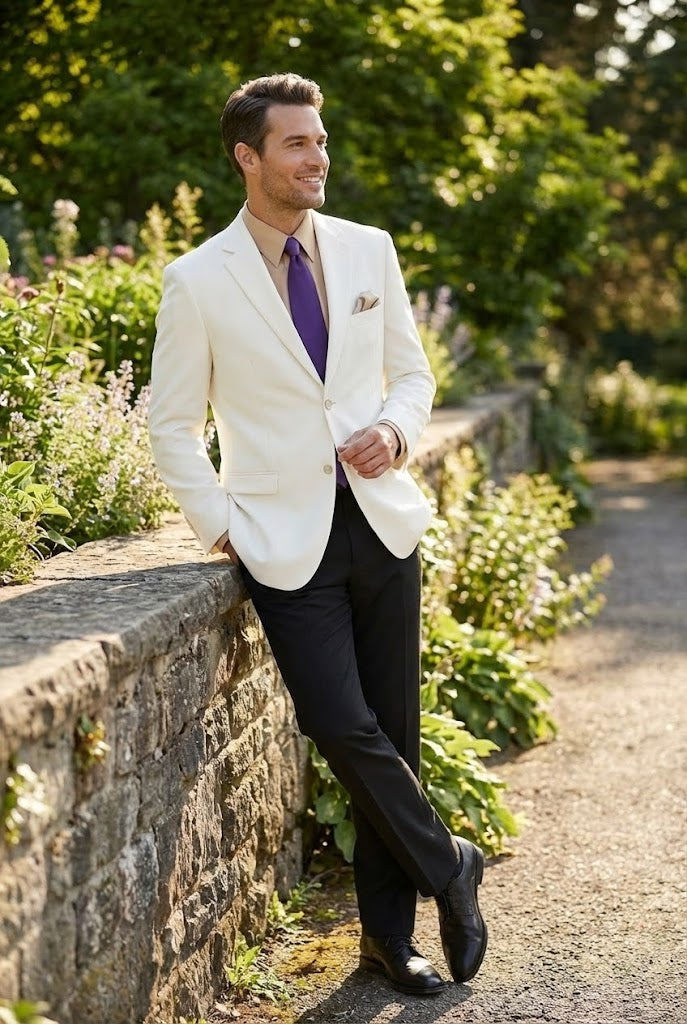 Men’s White Blazer Jacket – Classic Fit Formal Sport Coat