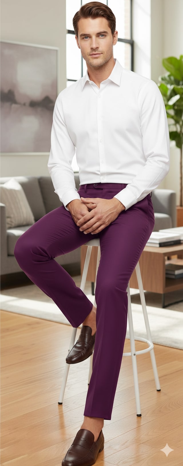Mens Slim Fit Light Purple Dress Pants - Modern Formal Trousers for Business, Weddings and Parties by USA Men's Outlet
