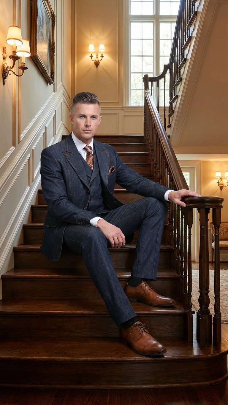 mens denim dress suits Suit by @Suitsupply