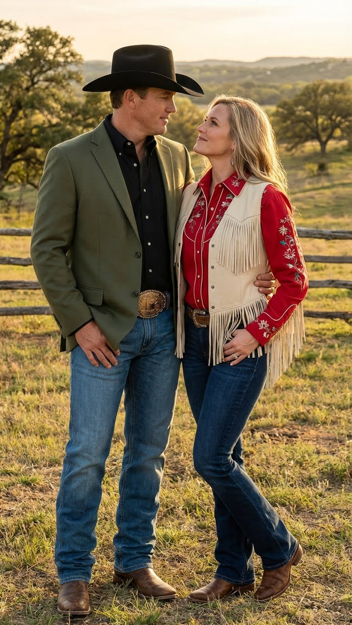 Saco Vaquero Men’s Olive Green Western Blazer Jacket, Classic Cowboy Style Sport Coat for Casual Formal Wear with Jeans - Cowboy Accessories