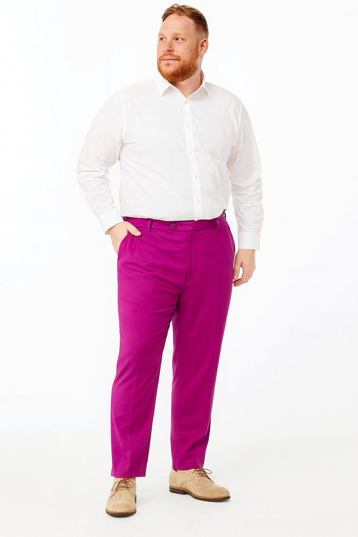 Men’s Fuchsia Dress Pants - Slim Fit Stylish Formal Trousers for Parties in Hot Pink Color by USA Men's Outlet