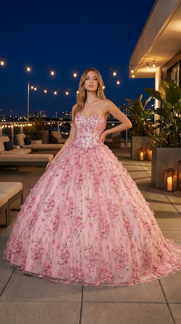 Layla K LK190 3D Floral Strapless Corset Quinceanera Ball Gown