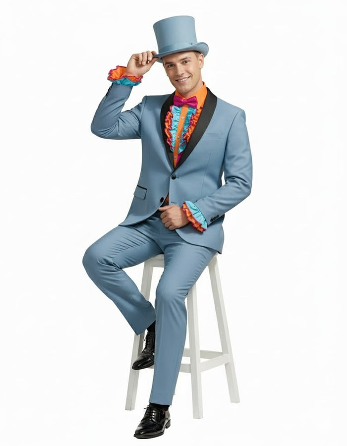 Dumb and Dumber Light Blue Tuxedo Costume for Men with Matching Top Hat - Classic 90s Party and Halloween Suit by USA Men's Outlet