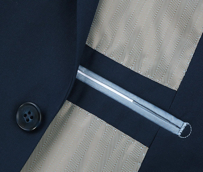 Vanderbilt Collection - Classic 2 Piece Suit 2 Buttons Regular Fit In Navy by Renoirin