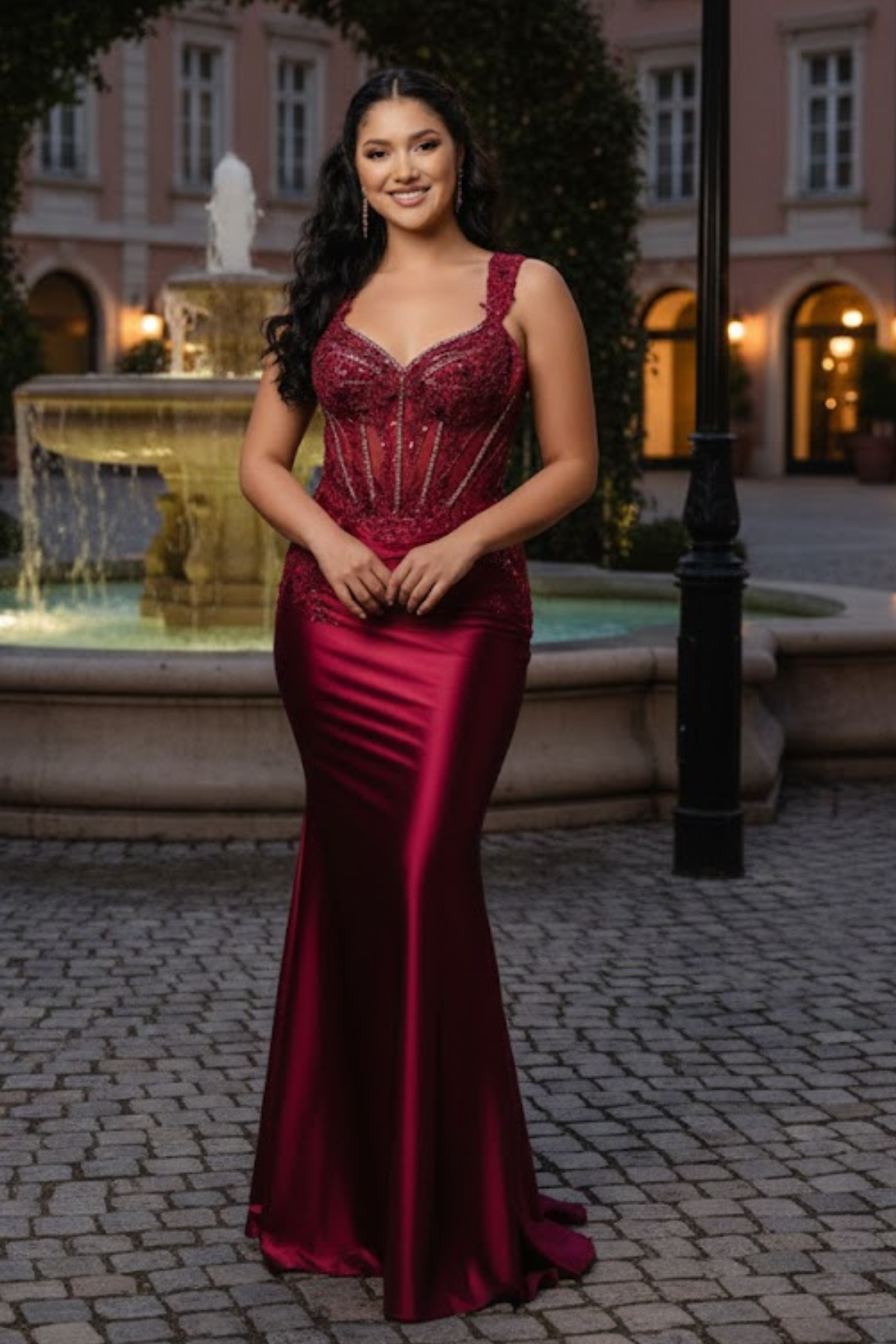 Off-Shoulder Beaded Evening Gown Formal Satin Mermaid Dress By May Queen MQ2180