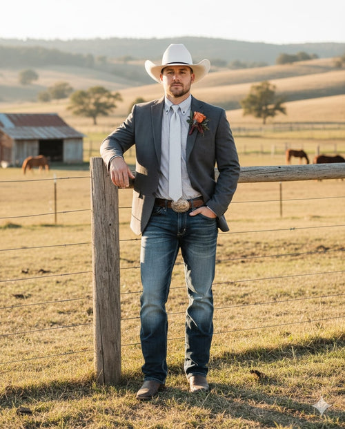 Saco Vaquero Mens Western Style Blazer – Classic Gray Cowboy Suit Jacket for Weddings, Country Events and Formal Wear in Grey Color - Cowboy Accessories