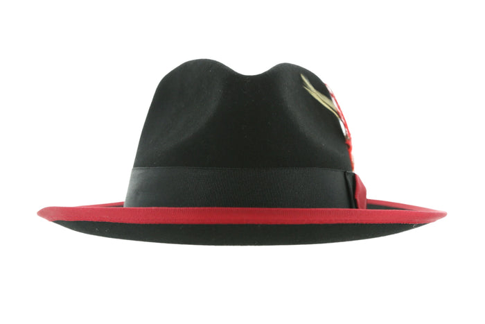 Black & Red Jacob Trilby Crushable Hat by Ferrecci