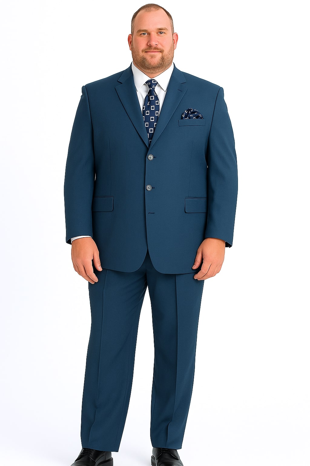 Mens Steel Blue 3-Button Classic Suit - Formal Business Attire with Vest, Tie and Pocket Square by USA Men's Outlet