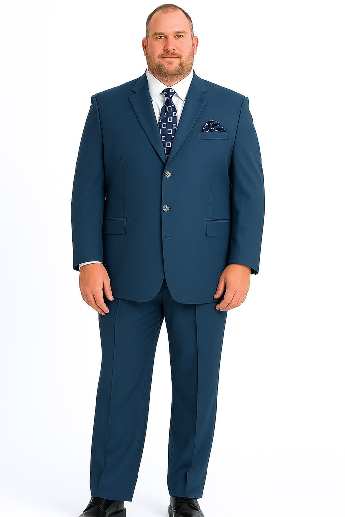 Mens Steel Blue 3-Button Classic Suit - Formal Business Attire with Vest, Tie and Pocket Square by USA Men's Outlet
