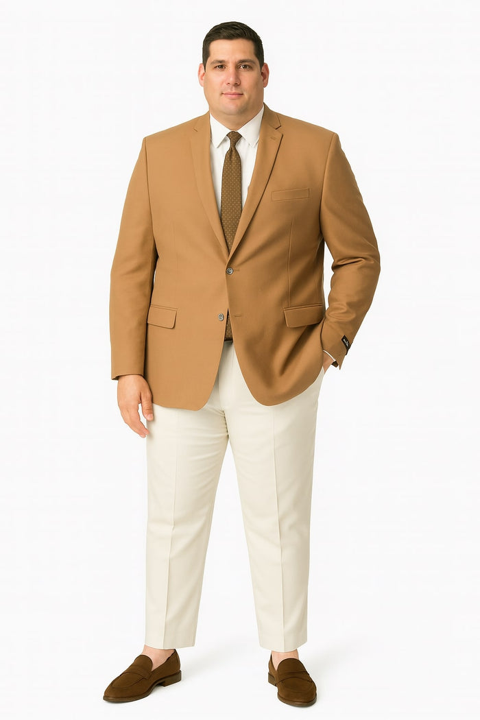 Mens Camel Brown Rustish Two-Button Classic Fit Sport Coat - Modern Blazer for Business and Special Occasions by USA Men's Outlet