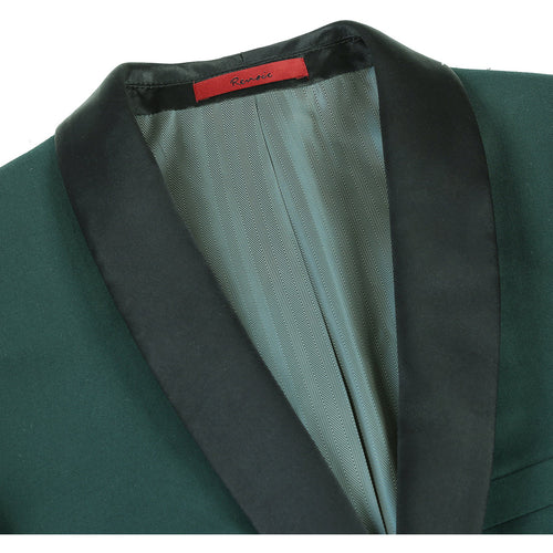 Mens Traditional Slim Fit Shawl Collar Tuxedo in Hunter Green