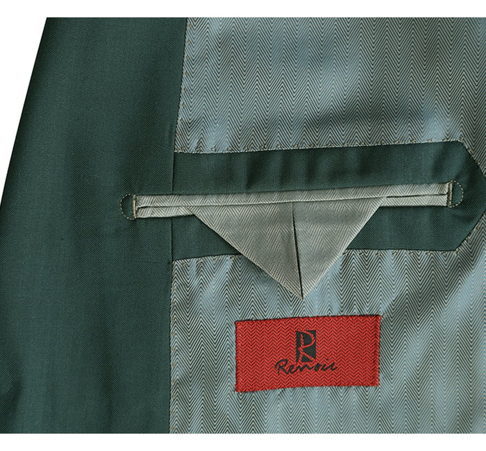Mens Basic Two Button Classic Fit Suit with Optional Vest in Hunter Green