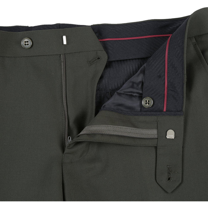 Mens Basic Two Button Slim Fit Suit with Optional Vest in Olive Green
