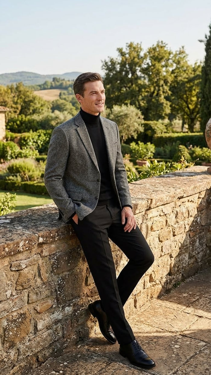 Men’s Grey Tweed Herringbone Sport Coat - Gray Mens Blazer Suit Jacket by USA Men's Outlet