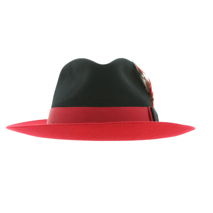 Black & Red Puck Trilby Two Tone Crushable Trilby Hat by Ferrecci