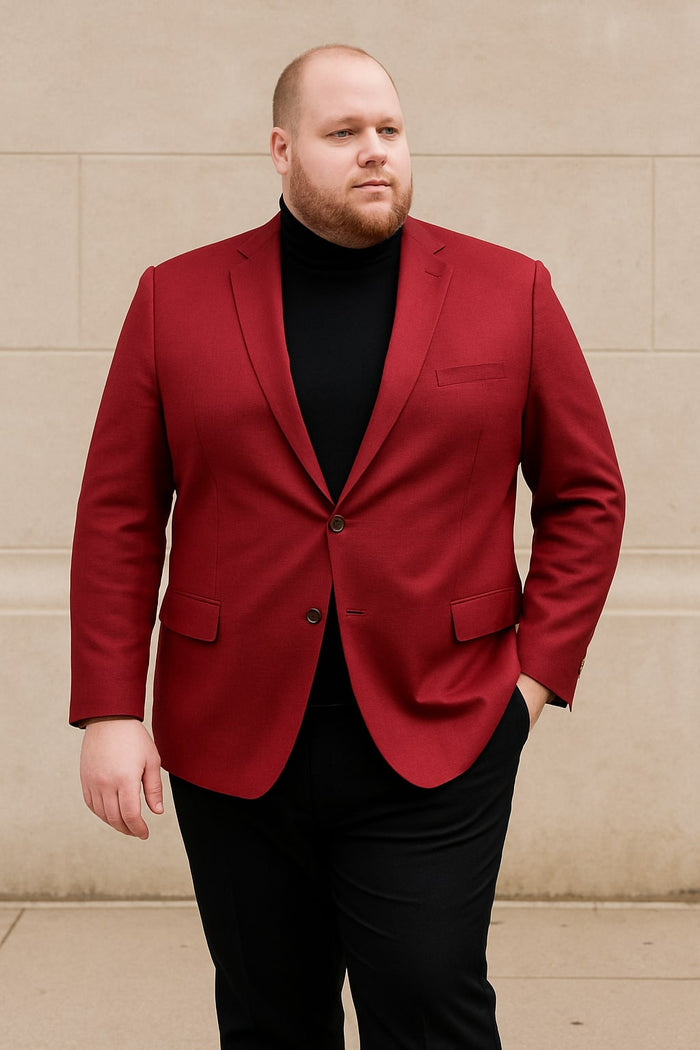 Men’s Burgundy Red - Wine Two-Button Sport Coat - Stylish Blazer for Business, Parties by USA Men's Outlet