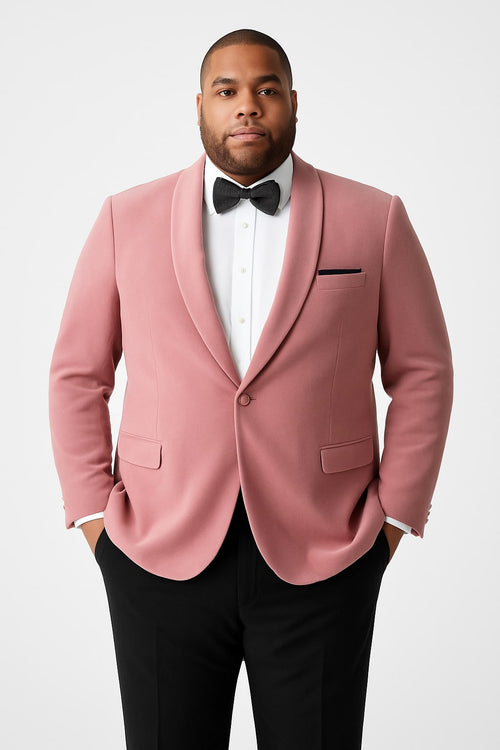 Mens Pink Velvet Tuxedo Dinner Jacket with Shawl Lapel – Slim Fit Blazer for Weddings, Prom in Rose Gold Color