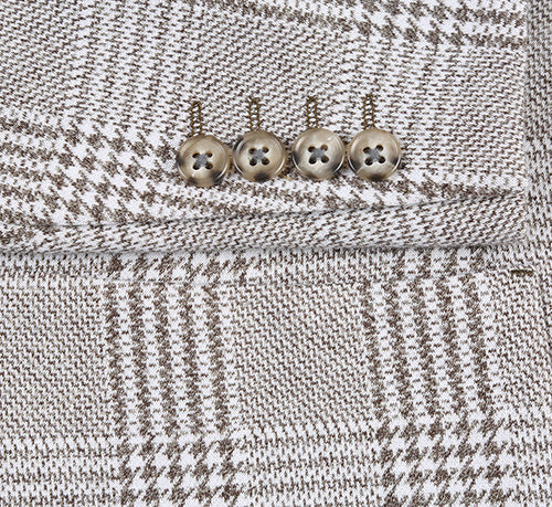 Half Canvas Slim Fit Blazer in Plaid Gray by Pellagio