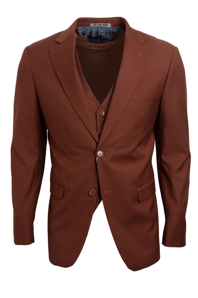 Men's Sophisticated Brown Vested Stacy Adams Basic 2-Button Suit