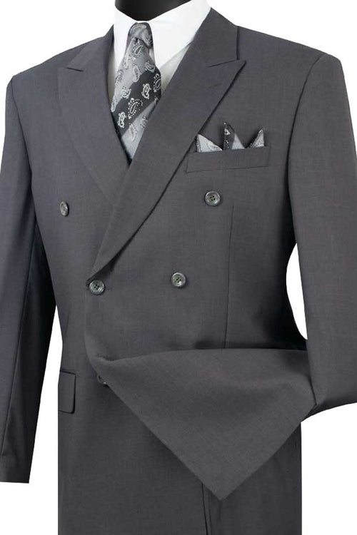 Men's Classic Double-Breasted White Poplin Suit by Vinci