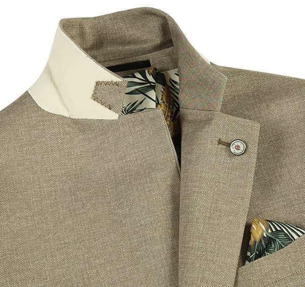 Half Canvas Slim Fit Blazer in Khaki by Pellagio